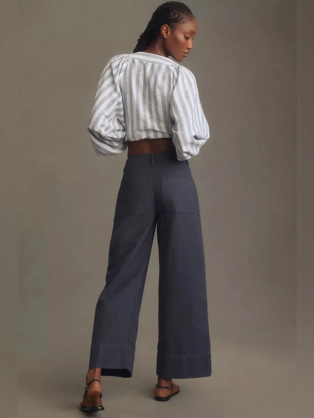 NWT Frame The 70s Cotton-Canvas Wide-Leg Pants, Size 33 - Picture 3 of 13
